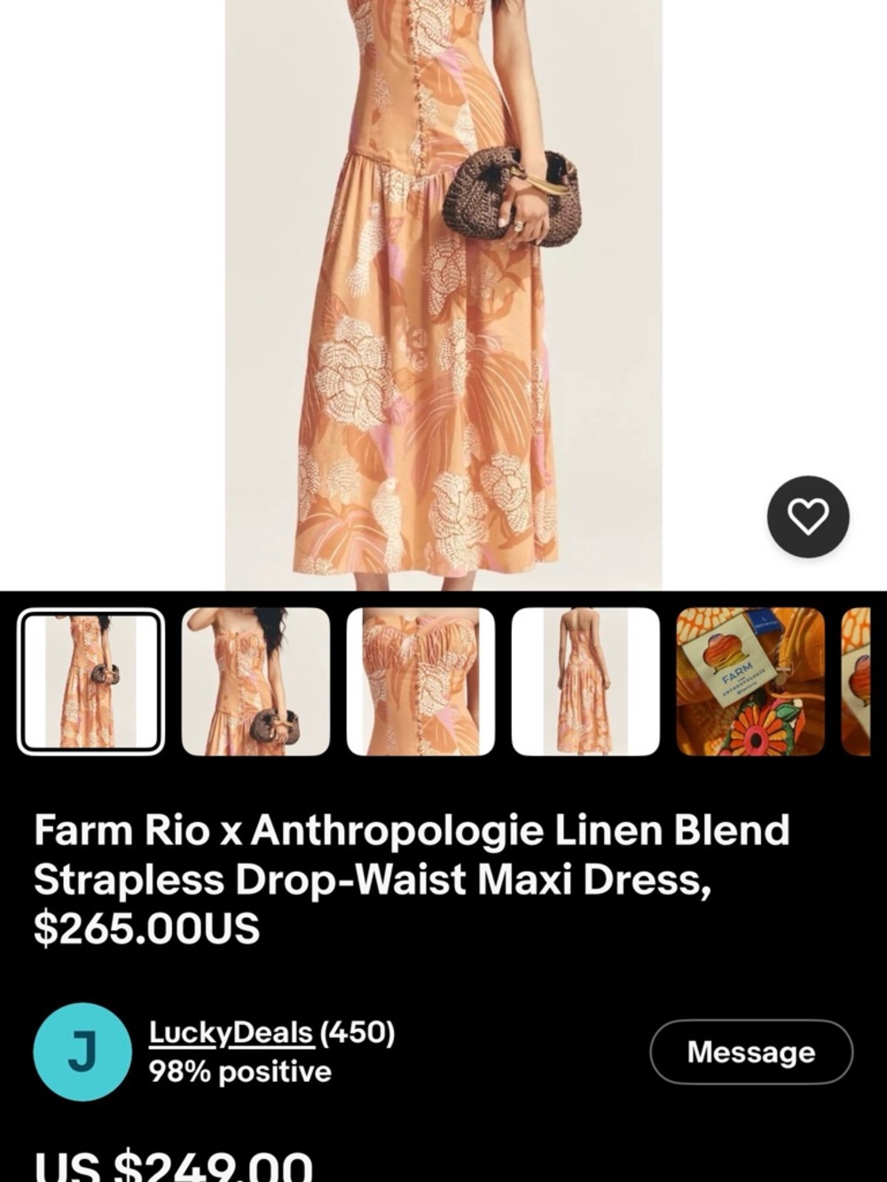 Farm Rio x Anthropologie Linen Blend- NWT (missing 3 buttons; use NOT impacted - Picture 6 of 9